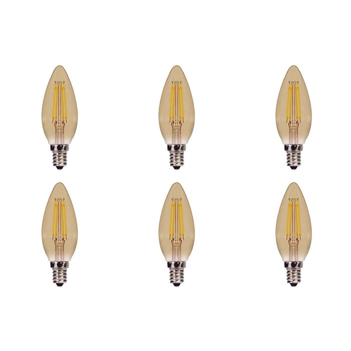 3.5W Torpedo CTA LED - Amber - Candelabra base - 2000K - 300 Lumens - 120V - 6PK