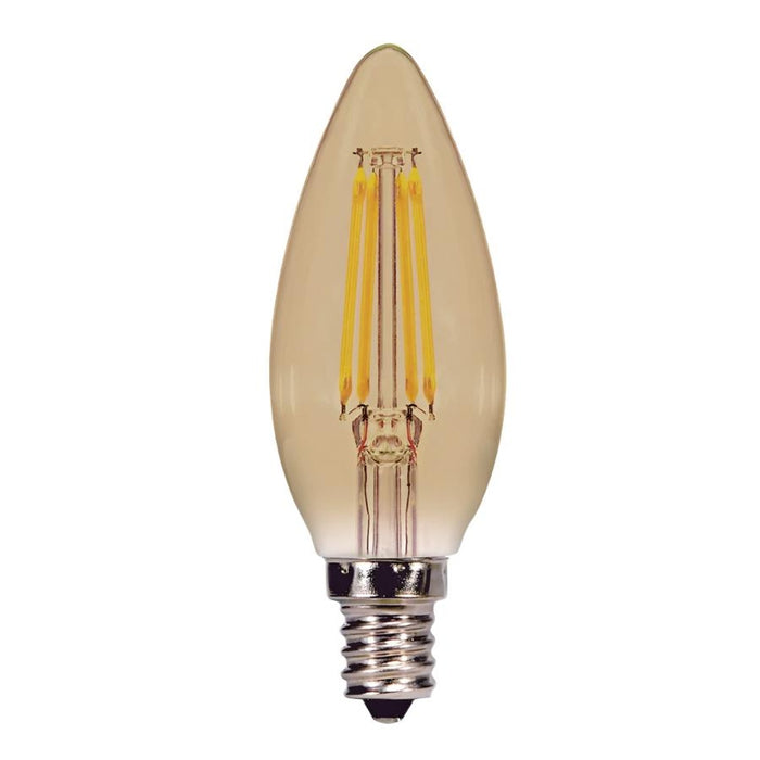 Satco 3.5 Watt Torpedo CTA LED - Amber - Candelabra base - 2000K - 300 Lumens - 120 Volt - 6 Pack S9986-6