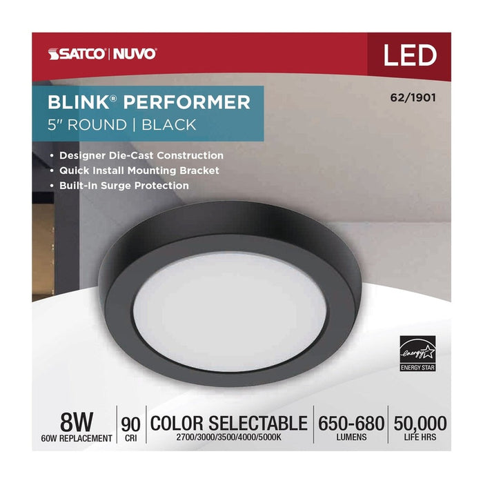 NUVO BLINK 8W LED 5" ROUND BLACK 62-1901