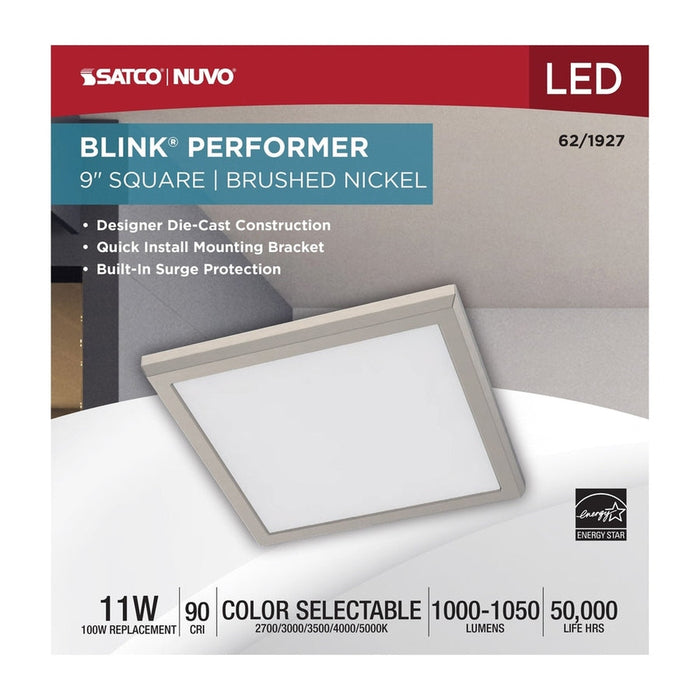 NUVO BLINK 11W LED 9" SQ BR. NICKEL 62-1927