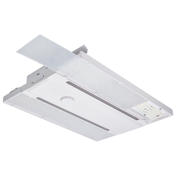 LED Linear High-Bay With Interchangeable Lens - 65W/75W/85W Wattage Selectable - 3K/4K/5K CCT Selectable