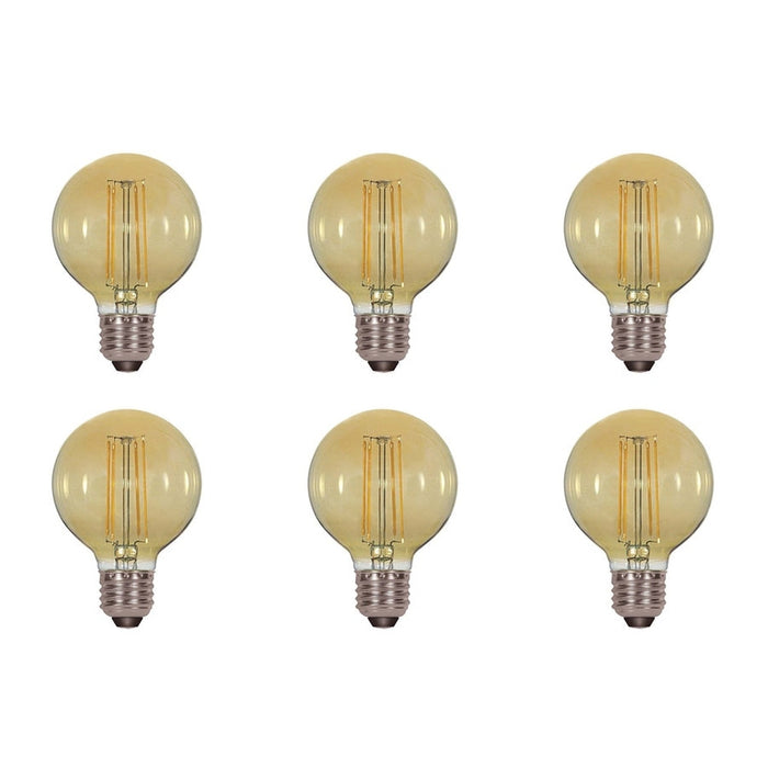 4.5W G25 LED - Amber - Medium base - 2000K - 380 Lumens - 120V - 6-Pack