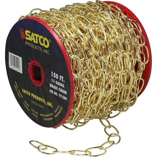 SATCO 150'REEL BR FIN 11 GAUGE CHAIN 79-200