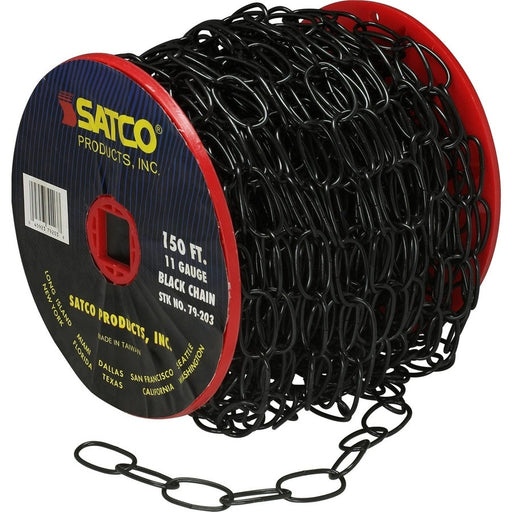 SATCO 150'REEL BLK FIN 11 GAUGE CHAI 79-203