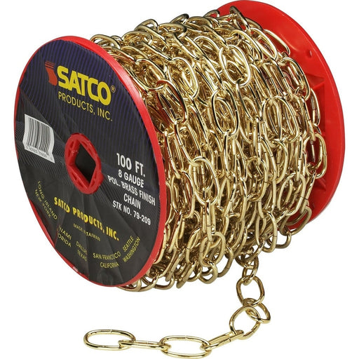 SATCO 100' REEL CHAIN POL BR 8 GAUGE 79-209