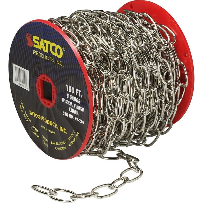 SATCO 100' REEL CHAIN NICKEL 8 GAUGE 79-210