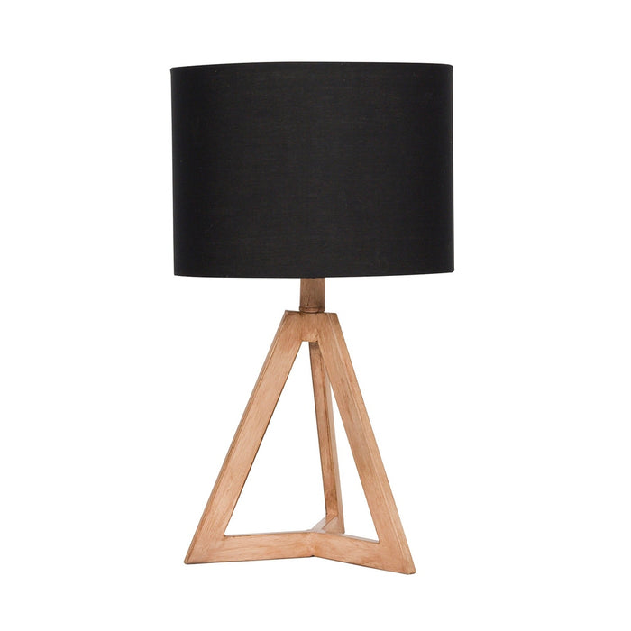 1 Light Metal Mini Wood Base Accent Lamp in Natural Wood