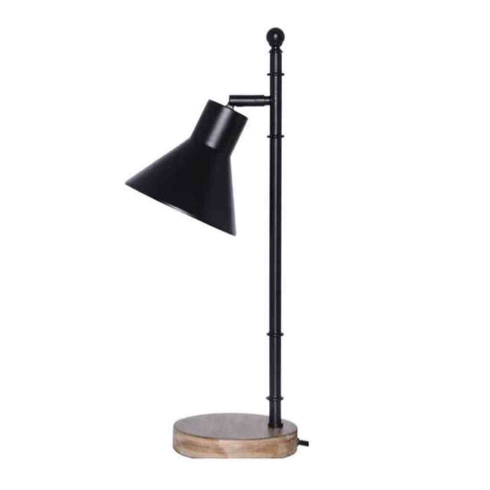 1 Light Metal Base Table Lamp w/ Adjustable Shade & USB in Flat Black