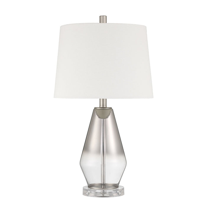 1 Light Glass/Metal Base Table Lamp in Ombre Mercury/Brushed Nickel