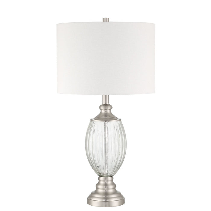 1 Light Glass/Metal Base Table lamp in Fluted Clear Glass/Brushed Polished Nickel