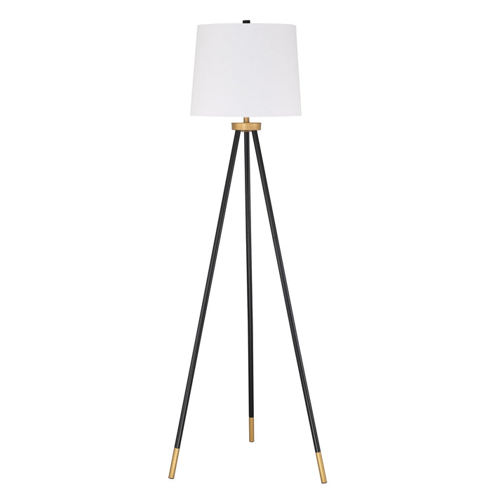 1 Light Metal Tri-Pod Base Floor Lamp in Painted Black/Gold