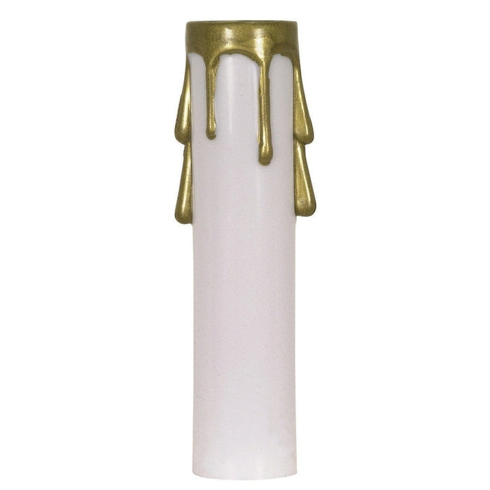 SATCO 4" WHT/GOLD DRIP CAND CANDLE 90-372