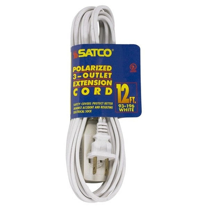 SATCO 12' WHT EXTENSION CORD 16/2 93-196