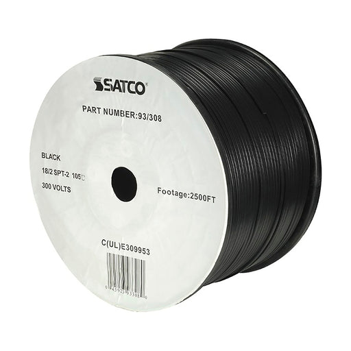 SATCO 18/2 SPT-2 BLACK 2500 FT SPOOL 93-308