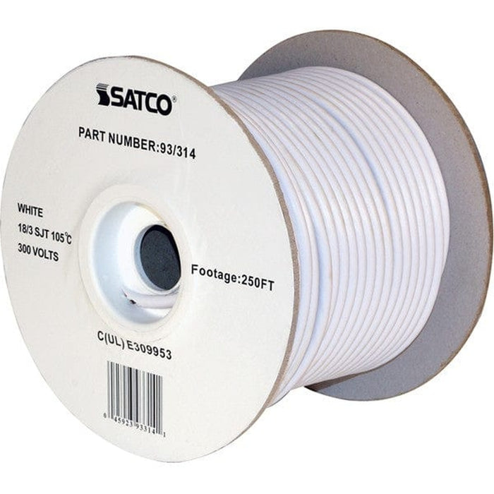 SATCO 18/3 SJT WHITE 250 FT SPOOL 93-314