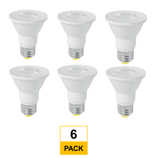 Halco LED PAR20 Narrow Flood 6.5W 5000K 30Deg Dimmable 90+ CRI 550 Lumen White Housing T20 (Performance Series) (6-Pack) 80207-6