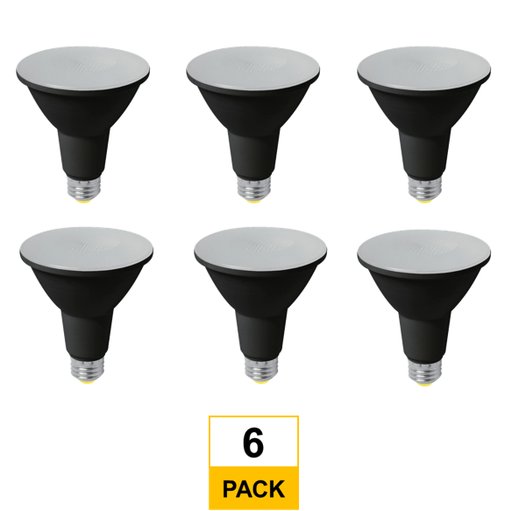 Halco LED PAR30L Flood 11W 5000K 40Deg Dimmable 90+ CRI 1000 Lumen Black Housing T20 (Performance Series) (6-Pack) 80243-6