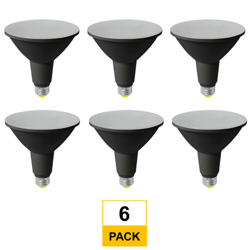 Halco LED PAR38 Flood 14W 4000K 40Deg Dimmable 90+ CRI 1250 Lumen Black Housing T20 T24 JA8-2019 (Performance Series) (6-Pack) 80258-6