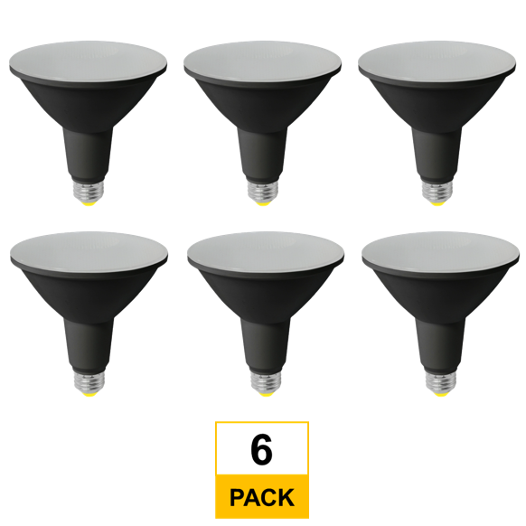 Halco LED PAR38 Flood 14W 4000K 40Deg Dimmable 90+ CRI 1250 Lumen Black Housing T20 T24 JA8-2019 (Performance Series) (6-Pack) 80258-6