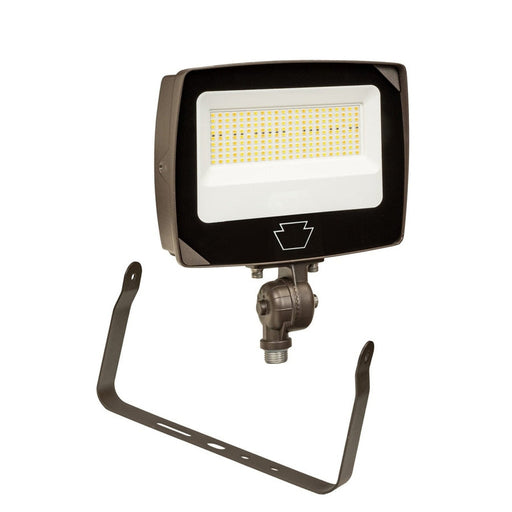 Keystone 15/12/9W LED Flood Light feat. Power Select & Color Select.  Rectangular Series 4 with Built-in Photocell.  120-277V Input.  3000/4000/5000K - Wide Flood, 7H x 7W Distribution.  Knuckle and Yoke Mounts Included.