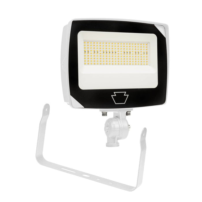 Keystone 35/25/15W LED Flood Light feat. Power Select & Color Select.  Rectangular Series 4 with Built-in Photocell.  120-277V Input.  3000/4000/5000K. Wide Flood, 7H x 7W Distribution.  Knuckle and Yoke Mounts Included.