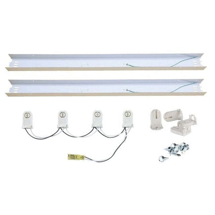 Keystone 4 Lamp 8ft strip LED tube ready kit.  Pre-Wired 4.25in Ballast Cover Kit for Direct Drive LED Tubes; Includes (2) 4 Ballast Covers, (1) Wiring Harness with Sockets, (4) Additional Sockets, and (8) Tek Screws KT-RKIT-SP-W-82-C4-4LED-DP