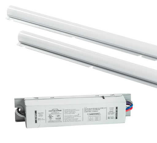 Keystone Linear LED Retrofit Kit, 3500K, 120-277V Input, 0-10V Dimming, Power Selectable between 23W, 29W, and 35W, Includes (2) 44in Alumagroove Modules, (2) 44in Lenses, (1) LED Driver, and (1) bag of assorted mounting hardware - Linear LED Light Engines