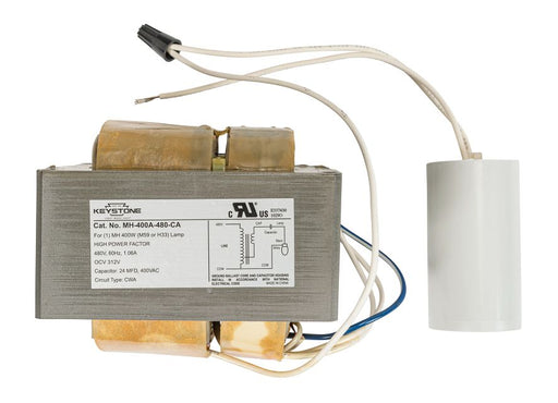 Keystone 400W Metal Halide, 480V Single Tap, Ballast Kit with: Capacitor, mounting hardware. Included ballast: MH-400A-480-CA - HID Ballasts