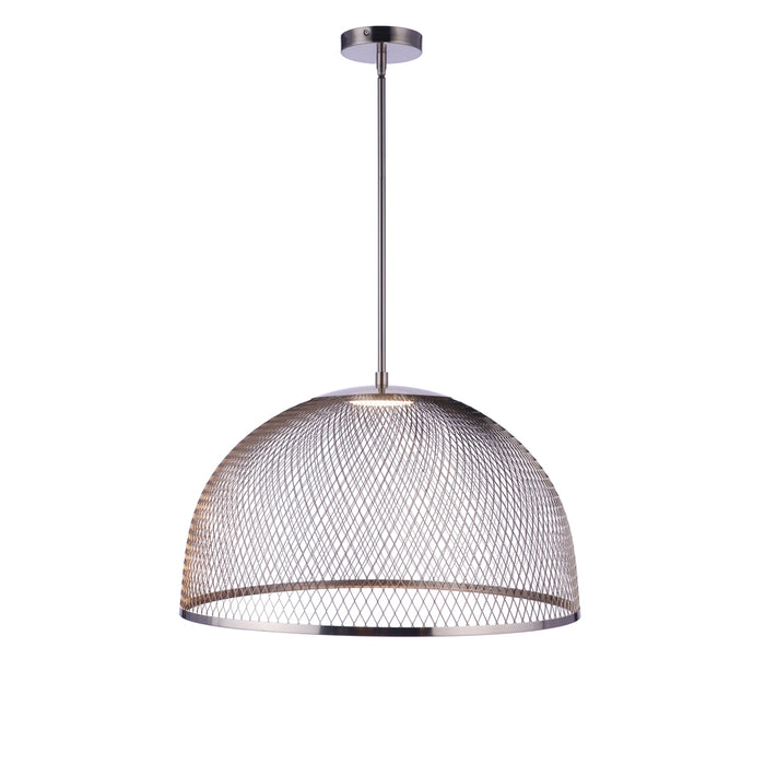 24.25” Diameter Sculptural Statement Metal Mesh Dome Pendant in Brushed Polished Nickel