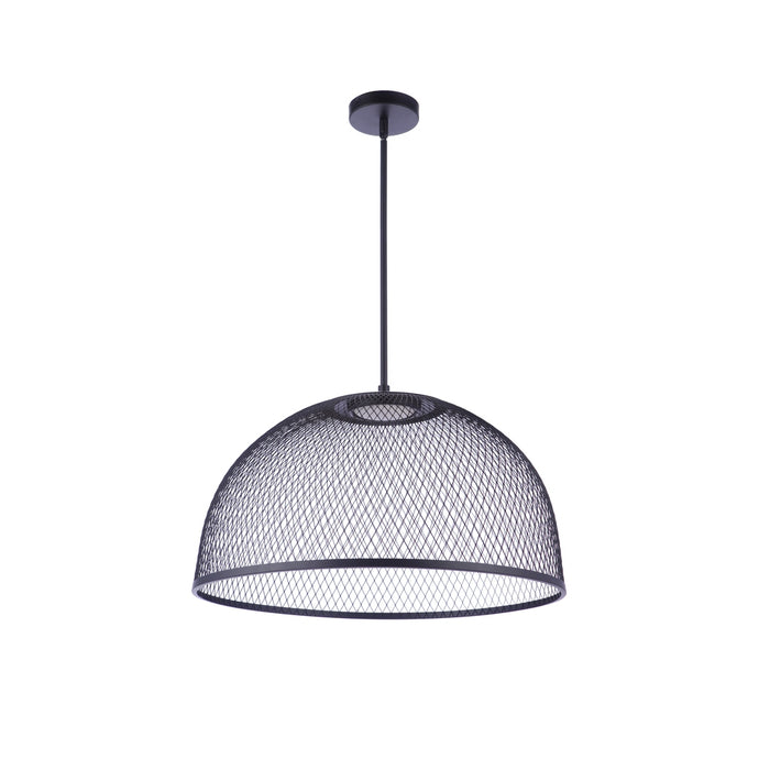 24.25” Diameter Sculptural Statement Metal Mesh Dome Pendant in Flat Black