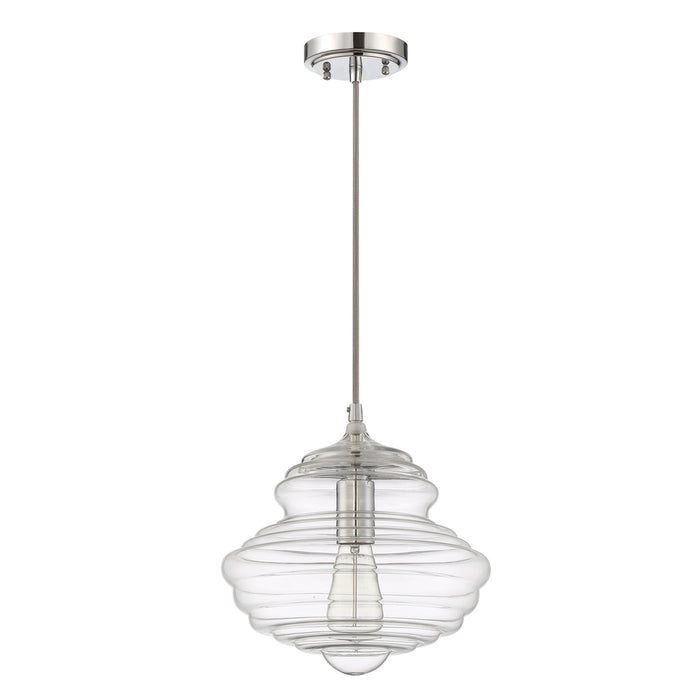 1 Light Mini Pendant with Cord in Chrome/Clear