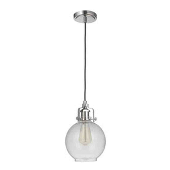 State House 1 Light Clear Cylinder Mini Pendant in Polished Nickel