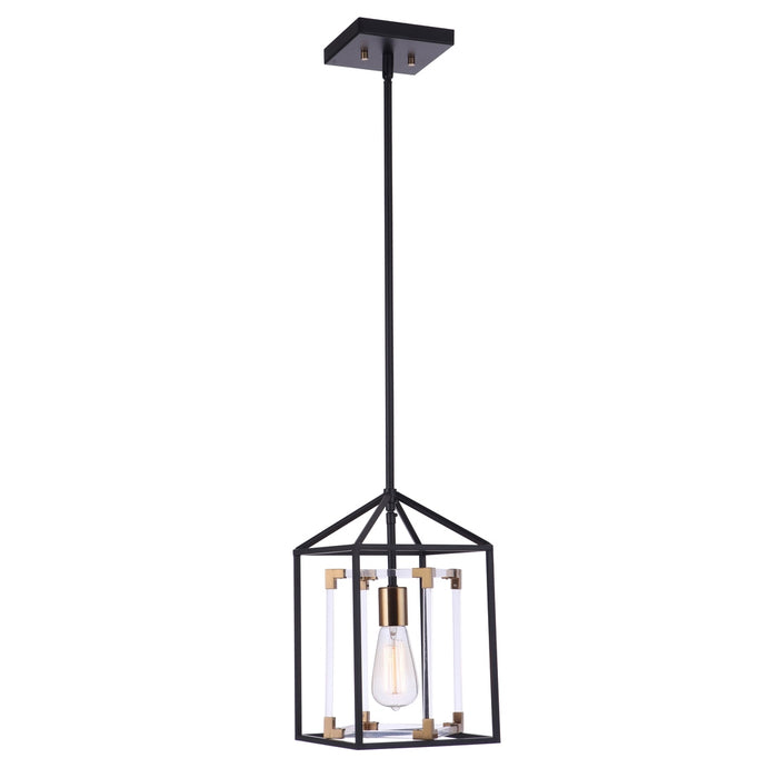 Aaron 1 Light Acrylic Pendant in Flat Black/Satin Brass