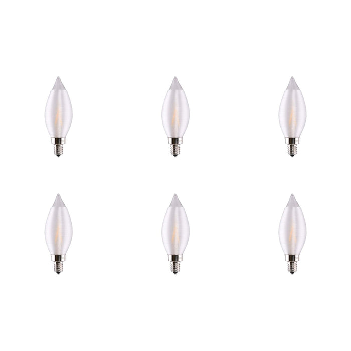 2W CA11 LED - Satin Spun Clear - Candelabra base - 2700K - 120V - 6-Pack