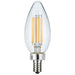 SATCO 8 Watt C11 LED - Clear Finish - Candelabra Base - 5000K - 90 CRI - 800 Lumens - 120 Volt S11345