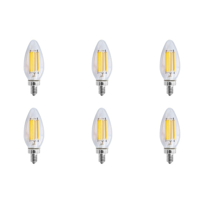 8W C11 LED - Clear - Candelabra base - 3000K - 90 CRI - 760 Lumens - 120V - 6-Pack