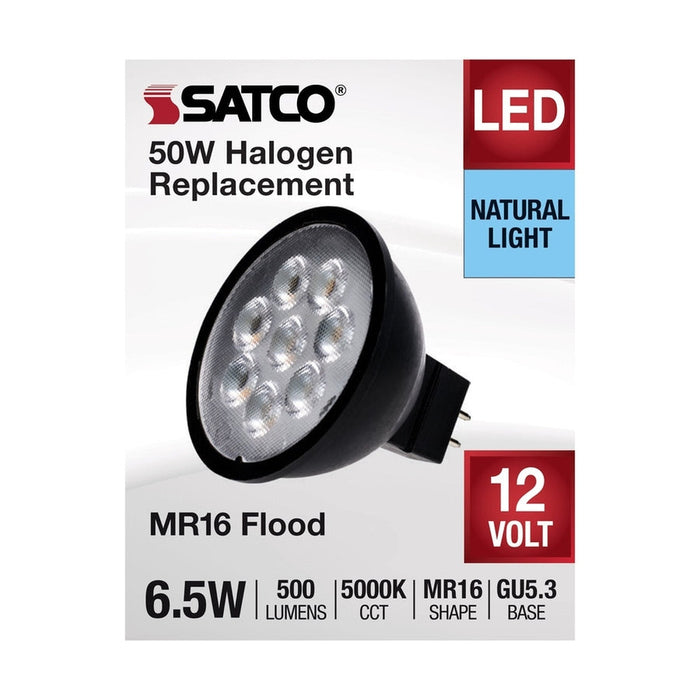 SATCO 6.5 Watt MR16 LED - Black Finish - 5000K - GU5.3 Base - 500 Lumens - 12 Volt S11399