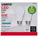 SATCO 9.8 Watt - A19 LED - 5000K - Medium base - 220 deg. Beam Angle -120 Volt - Pack of 2 S11435