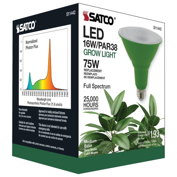 16 Watt - PAR38 LED - Full Spectrum Plant Grow Lamp - Medium Base - 120 Volt - 6-Pack