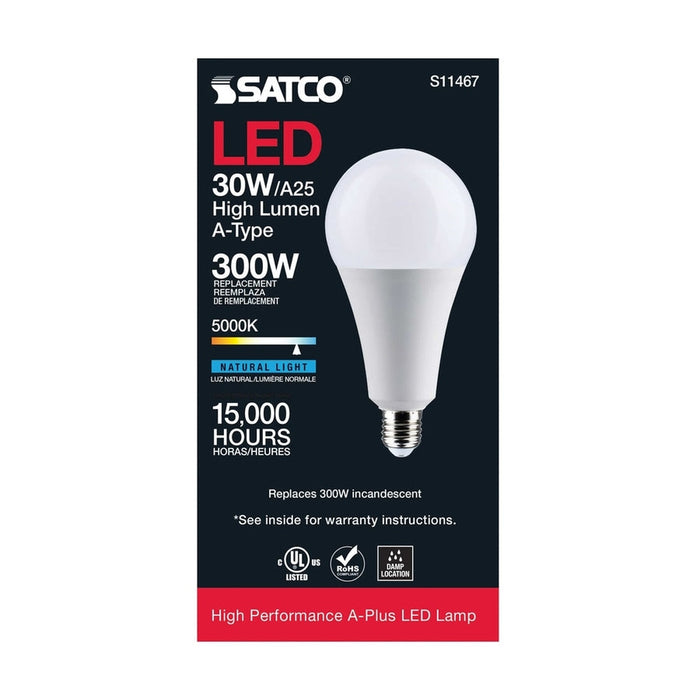 SATCO 30 Watt - LED - A25 - 5000K - Medium Base - Non Dimmable - 120 Volt S11467