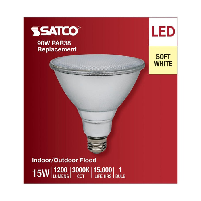 15 Watt PAR38 LED - 3000K - Medium Base - 120-277 Volt - 90 CRI - 6-Pack