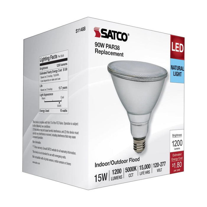 15 Watt PAR38 LED - 5000K - Medium Base - 120-277 Volt - 90 CRI - 6-Pack