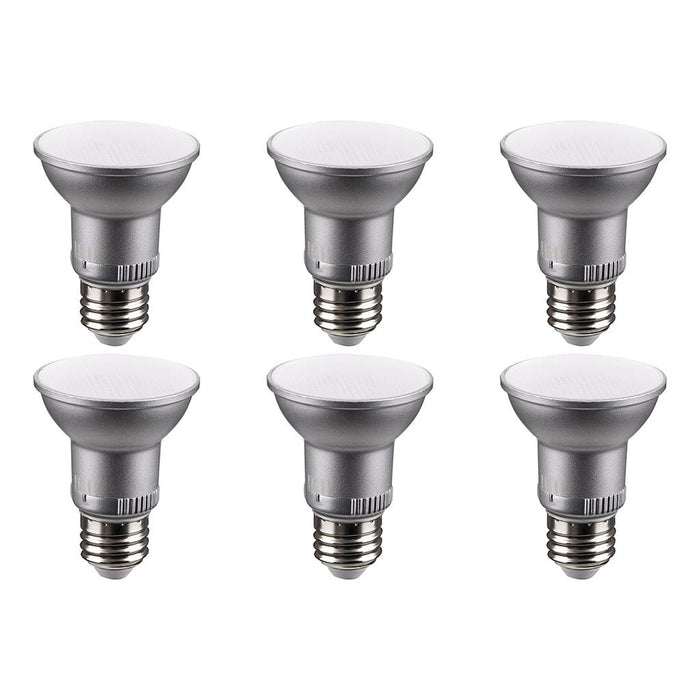 5.5W PAR20 LED - Medium Base - Silver Finish - CCT Selectable - 120V - 25 Degree Beam - 6-Pack