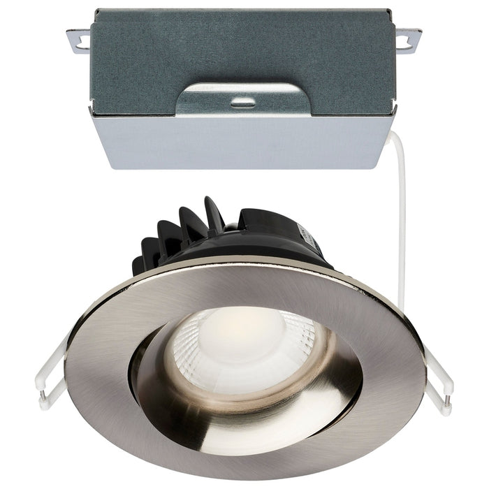 SATCO 12W LED 3.5" Downlight Gimbaled CCT Selectable Remote Driver 120V - ROUND/BRUSHED NICKEL S11626R1