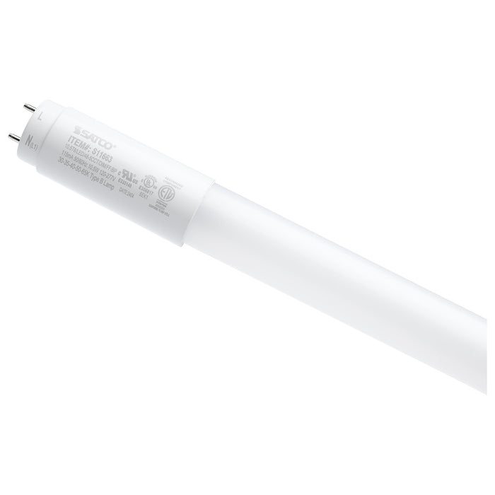 10.5 Watt T8 LED - 48 Inch - 30K/35K/40K/50K/65K CCT Selectable - Medium Bi Pin Base - Type B Ballast Bypass - 120-277 Volt - Frost Finish - 25-Pack