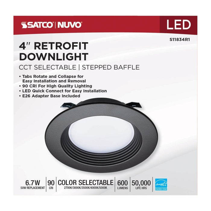 6.7 Watt - LED Downlight Retrofit - 4 Inch - CCT Selectable - 120 Volts