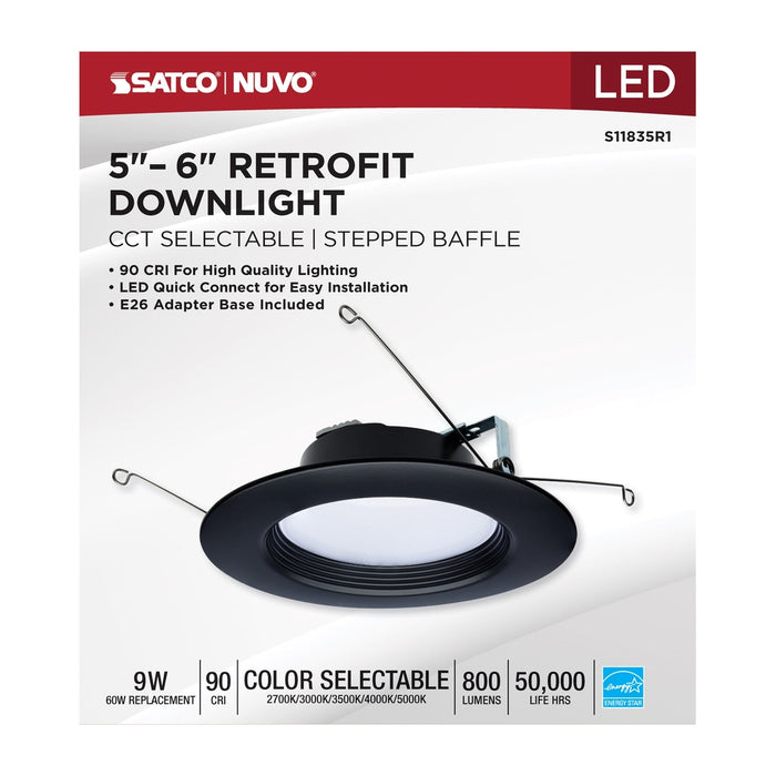 9 Watt - LED Downlight Retrofit - 5-6 Inch - CCT Selectable - 120 Volts