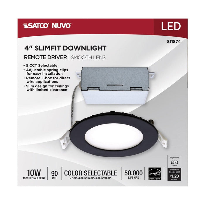 SATCO 10W LED SLIMFIT 4" DOWNLIGHT CCT SELECTABLE - ROUND/BLACK S11874