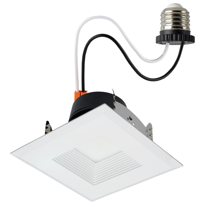 Field Selectable LED Downlight Retrofit - Deep Baffle - 5.8/7/9.5 Watts - 27K/30K/35K/40K/50K CCT - 4 Inch - Square Shape