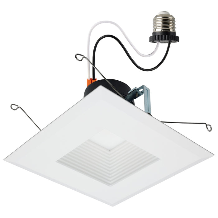 Field Selectable LED Downlight Retrofit - Deep Baffle - 8/10.5/13.5 Watts - 27K/30K/35K/40K/50K CCT - 5-6 Inch - Square Shape